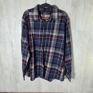 Eddie Bauer Shirt Mens 2XL Blue Plaid Flannel Long Sleeve Button-Up Casual Top